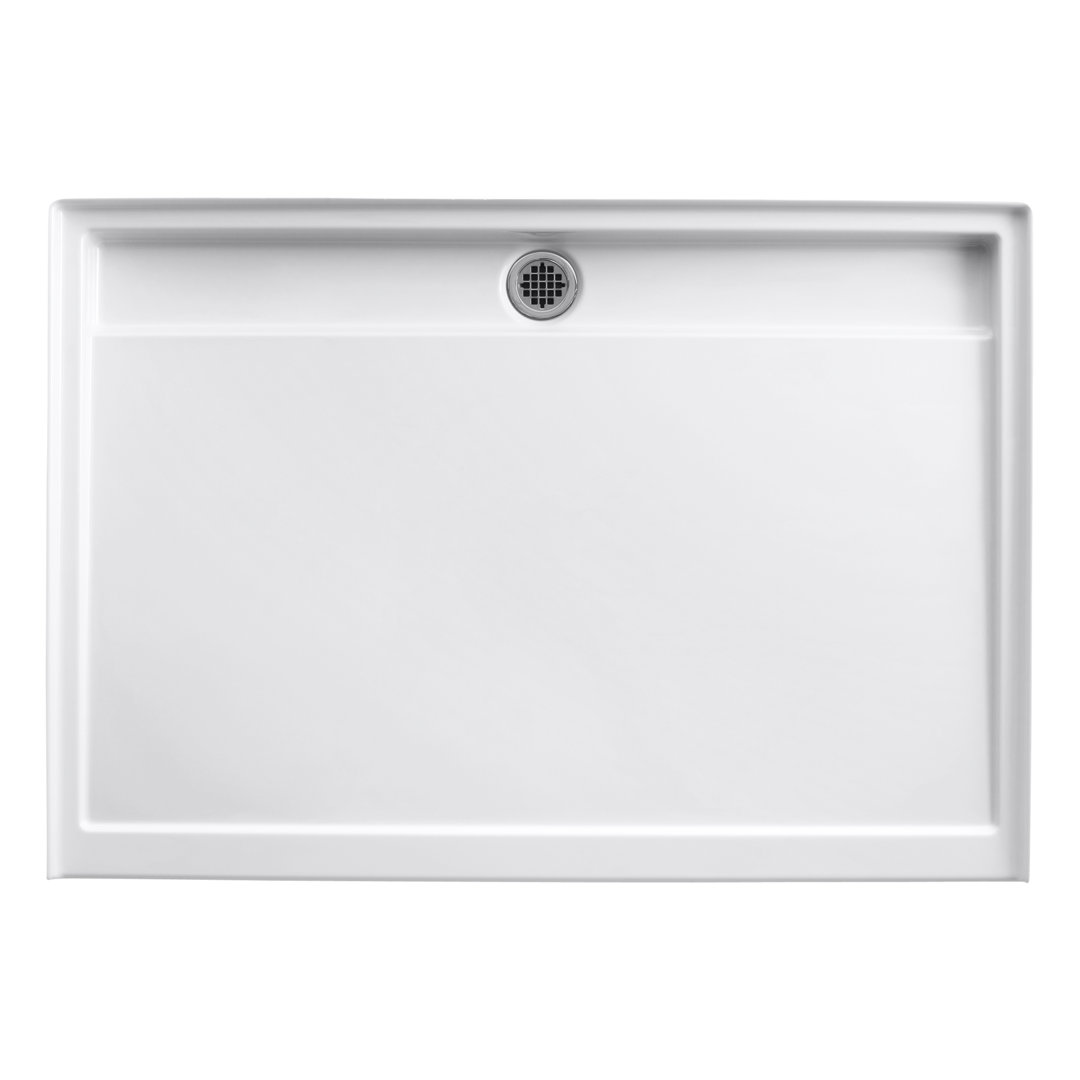 Groove® 60" W x 42" D Low Single Threshold Acrylic Alcove Shower Base with Rear Center Drain Kohler 