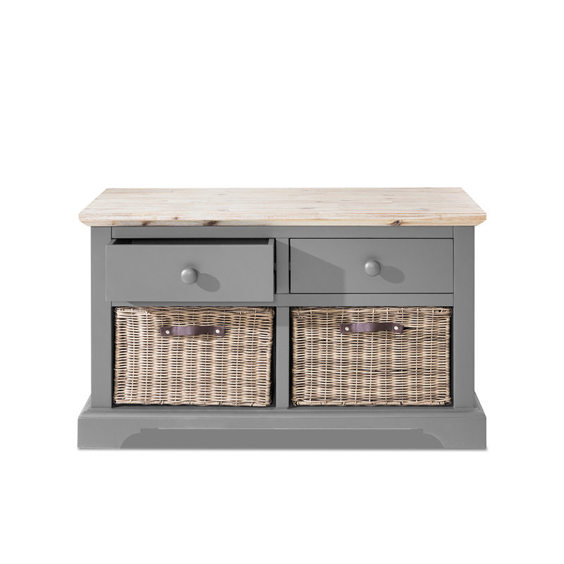 Doria Solid Wood Storage Bench, Dove Grey
