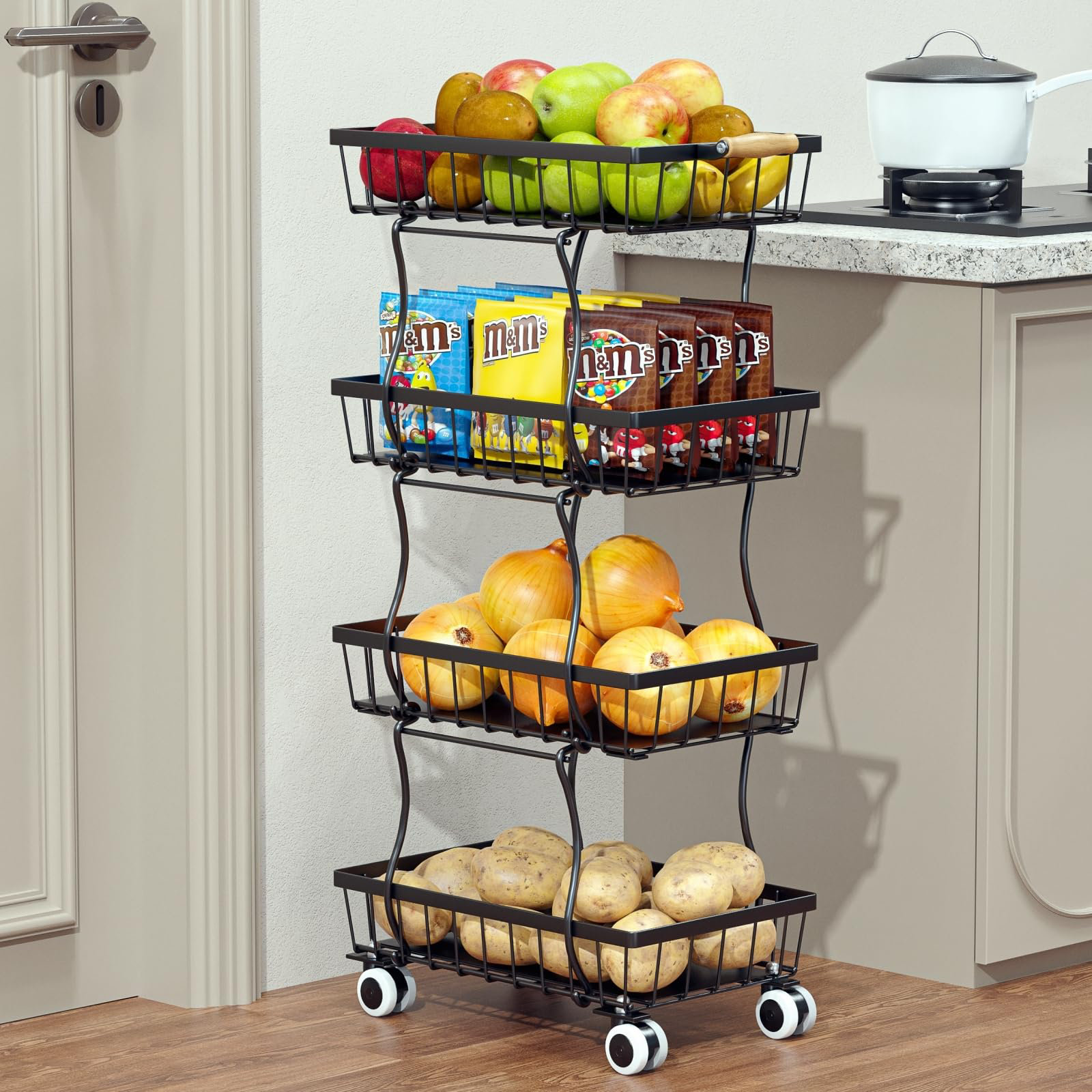 Kaishengdaa Fruit Basket 4 Tier Small Kitchen Organizer And Storage Photo Inspiration