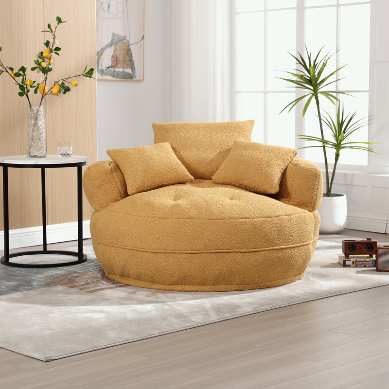 Canapé simple en chenille avec coussins, Yellow