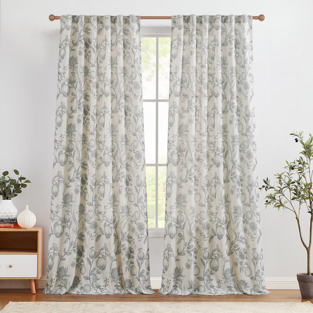 Nathnael Linen Blend Semi Sheer Curtain Panel Pair (Set of 2) Winston Porter Curtain 