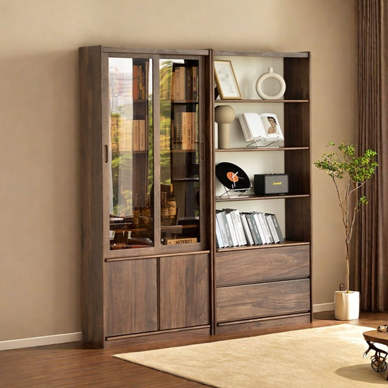 High quality black walnut solid wood bookcase