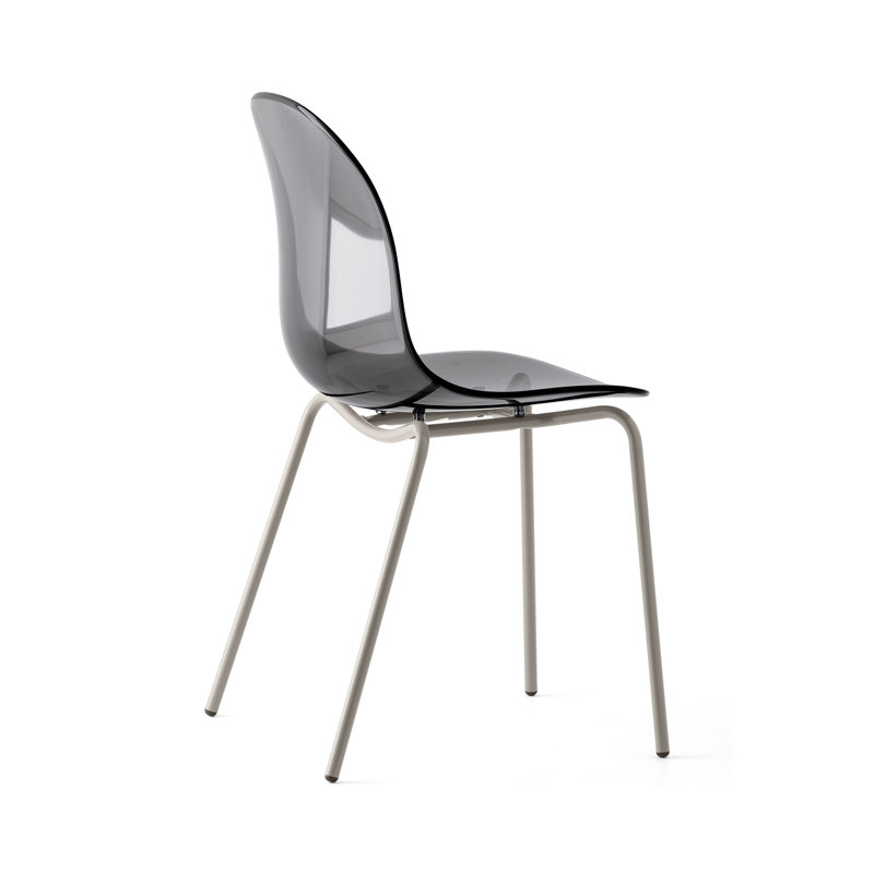 Academy Armless Chair with Metal Frame, Transparent Smoke Gray/matte Taupe