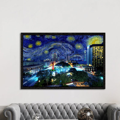 San Antonio, Texas Starry Night Skyline - Print on Canvas