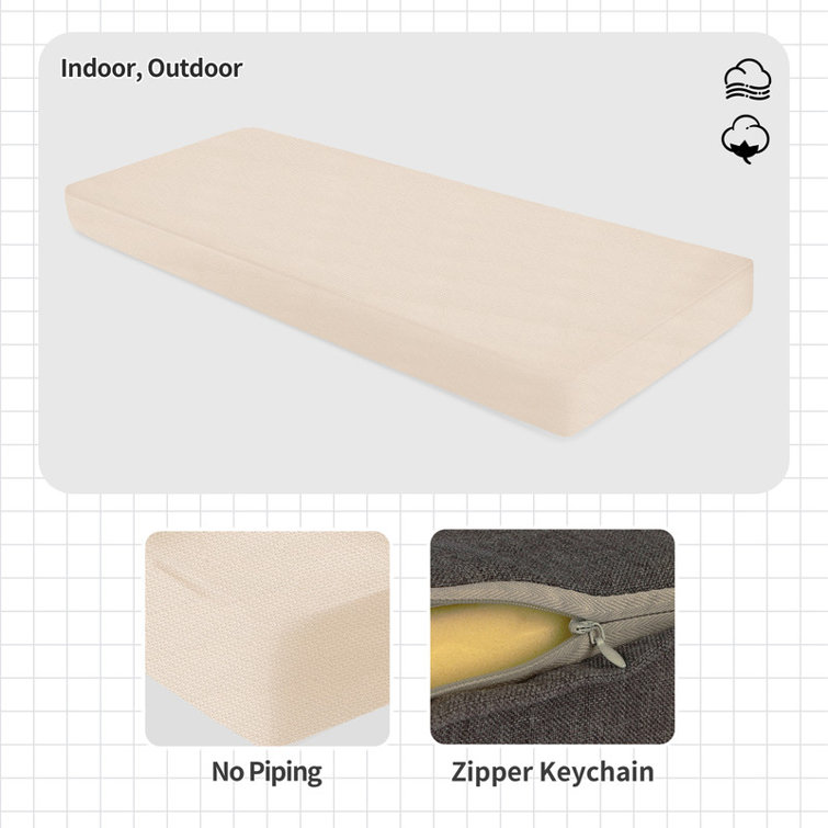 2'' H Customizable Bench Cushion For Indoor/Outdoor Furniture/Chair/Window Seat, Premium 75D High-Resilience Foam