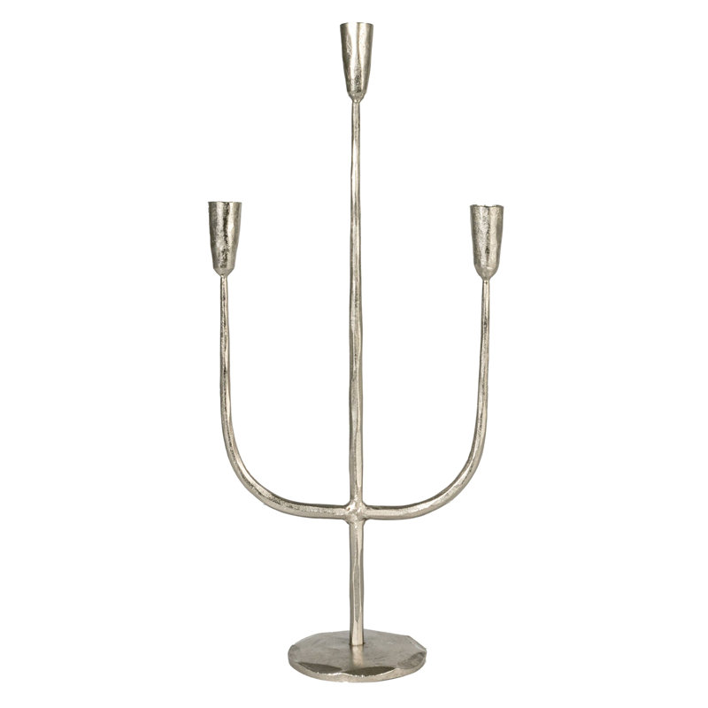 Bougeoir en métal forgé à la main, Argent argent