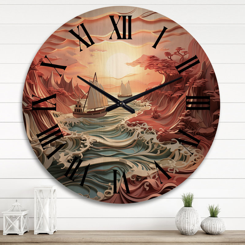 Horloge murale en bois massif Naropa, Très grand