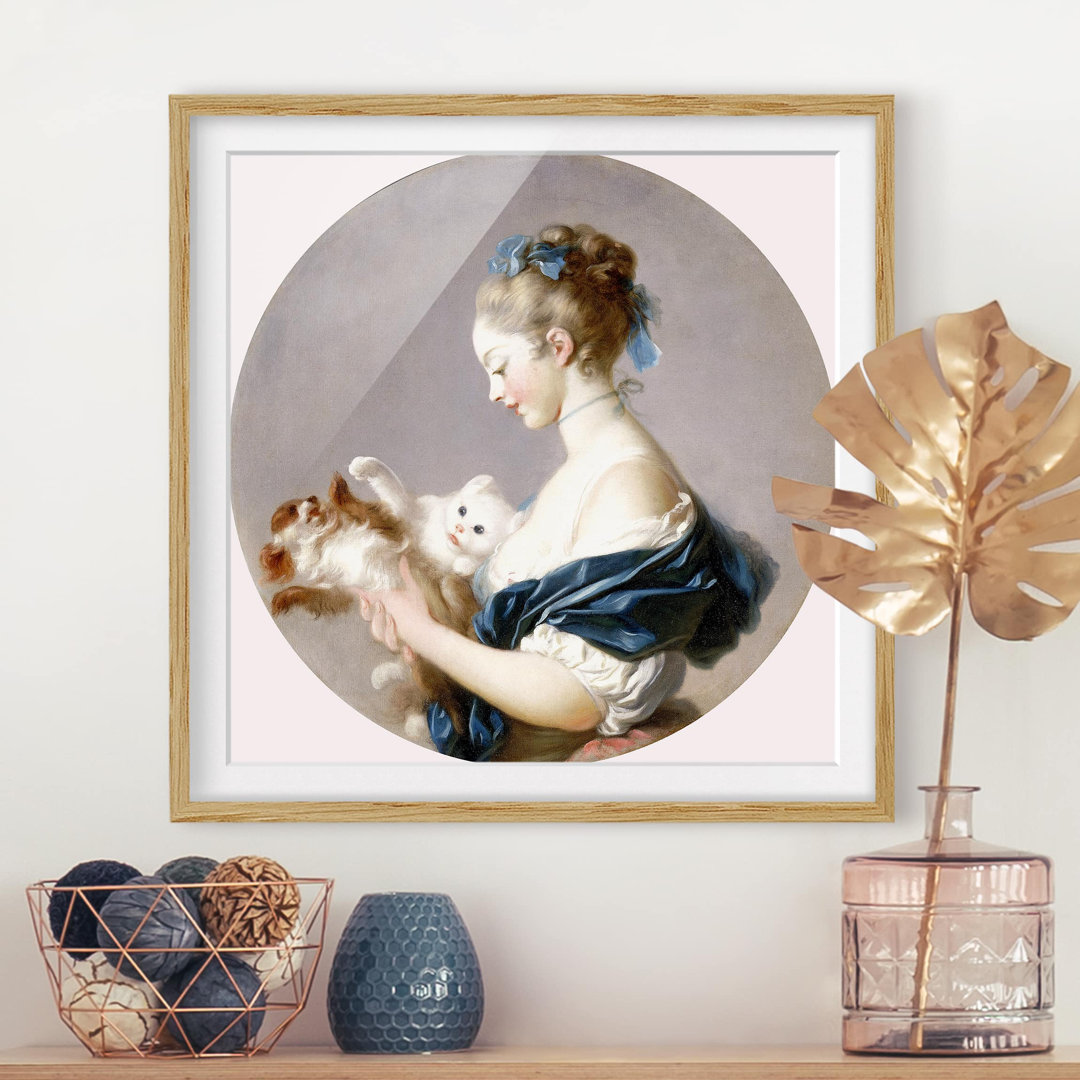 Gerahmtes Poster Girl with Dog von Jean-Honore Fragonard