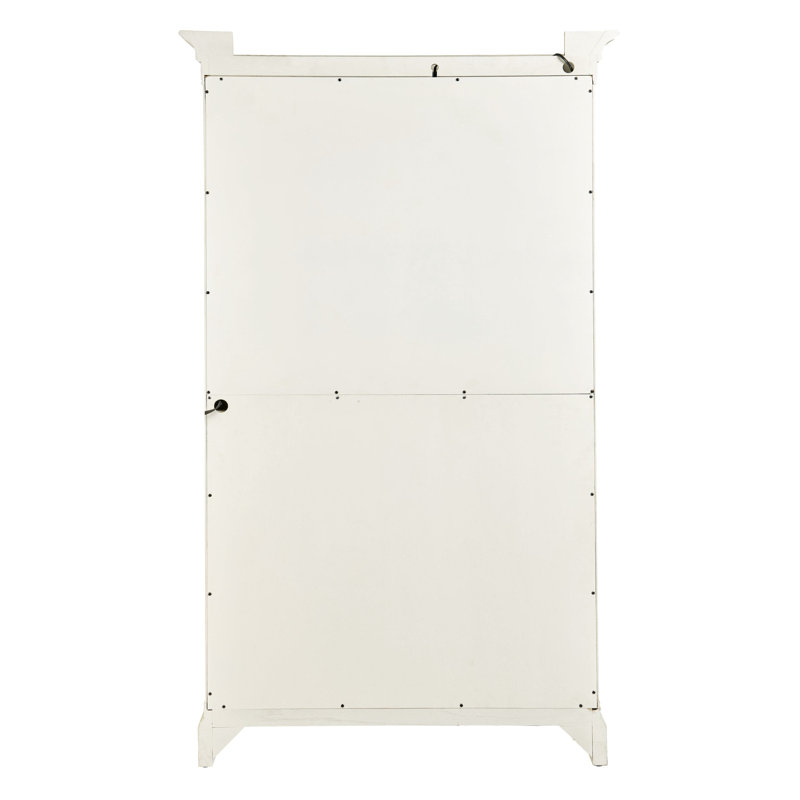 Ivory Oak Distressed Wood Bar Cabinet with Charcoal Gray Pulls