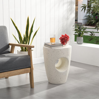 Stylish & Durable 14.5'' Magnesia Oxide Side Table For Indoor/outdoor Elegance