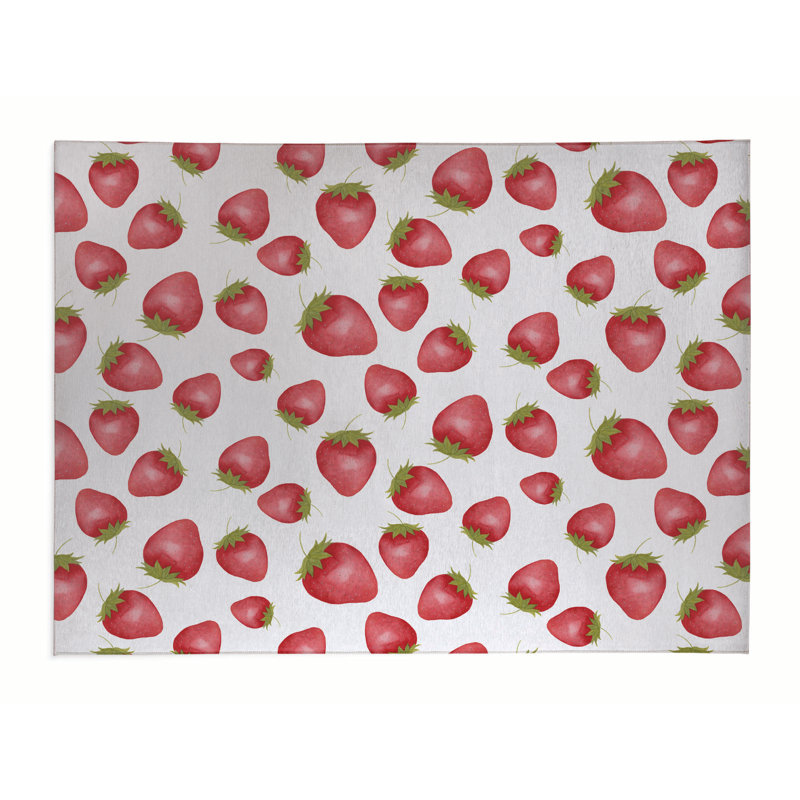 Tapis de bureau léger Summer Strawberries, L 36 po x P 60 po, Blanc