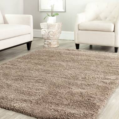 Striped Shaggy Long Rugs for Bathroom Cozy Shag Collection Taupe