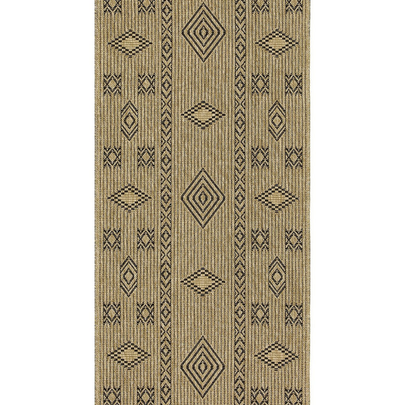 Indoor/Outdoor Area Rug, Beige/Black/Natural, Runner 2'7" x 7'3"