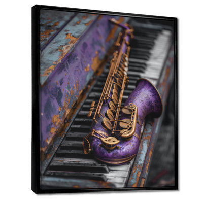 Purple Gold Music Instument Saxophone II - Music Wall Decor