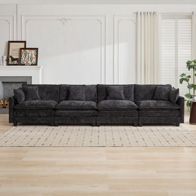 Cloud Sofa 4 Seats (Ottoman Is Not Included), Sectional Couch, For Living Room Bedroom And Apartment, Comfy Double Layer Upholstered Seat Cushion, Breathable Chenille