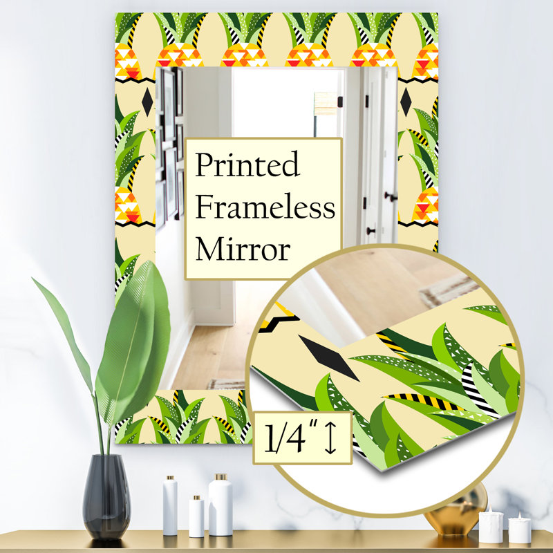 Miroir mural bohémien et éclectique tropical humeur, H 39,4 po x l 29,5 po