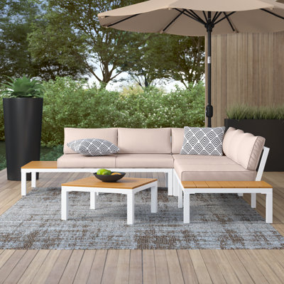 Ensemble de conversation modulaire avec coussins 4 pièces Antavion