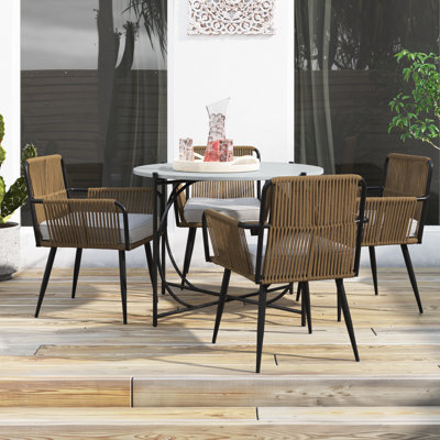 Alburgh All-Weather Outdoor Bistro Set with Four Rope Chairs and 30" H Bistro Table