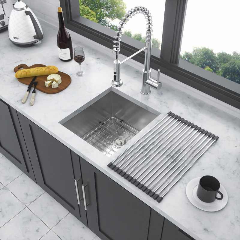 Undermount Sink, Undermount Stainless Steel Kitchen Sink 16 Gauge Deep Single Bowl Kitchen Sink Basin