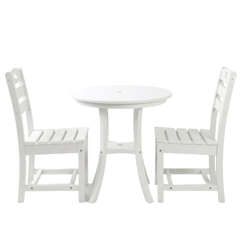 Ensemble bistro blanc 3 pièces Hdpe, Blanc, Blanc