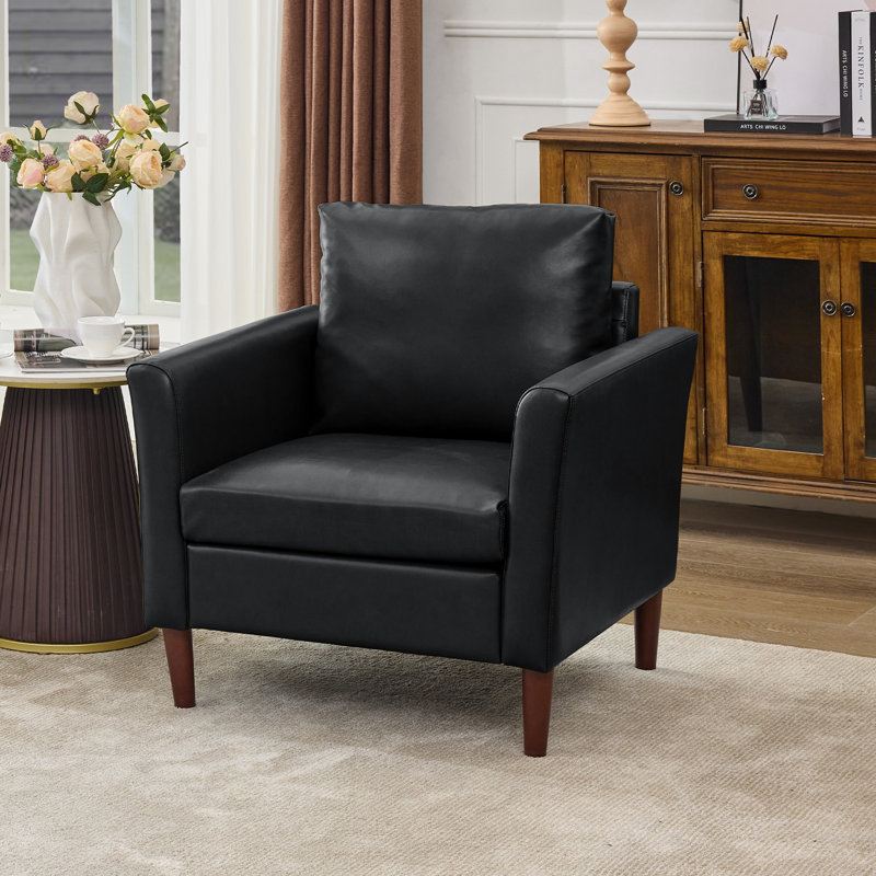 Fauteuil d'appoint en similicuir Bobur, Noir