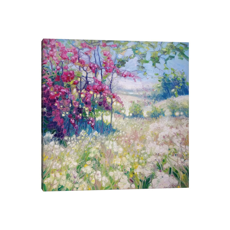 Printemps pré dans le Sussex, H 18 po x l 18 po x P 1,5 po, Toile avec cadre noir