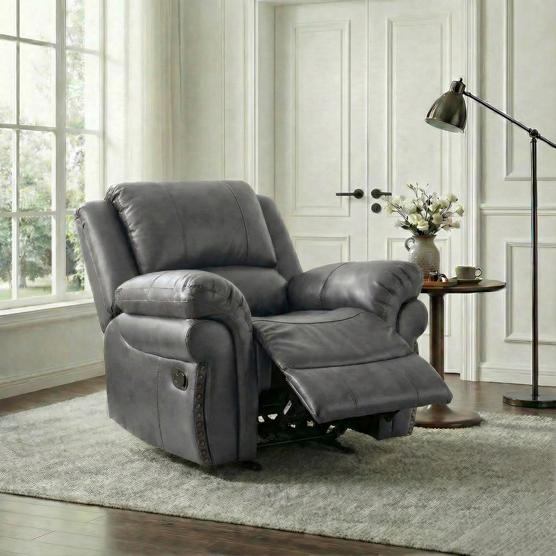 Rivet rétro 39 po - Fauteuil inclinable manuel garni, Gris