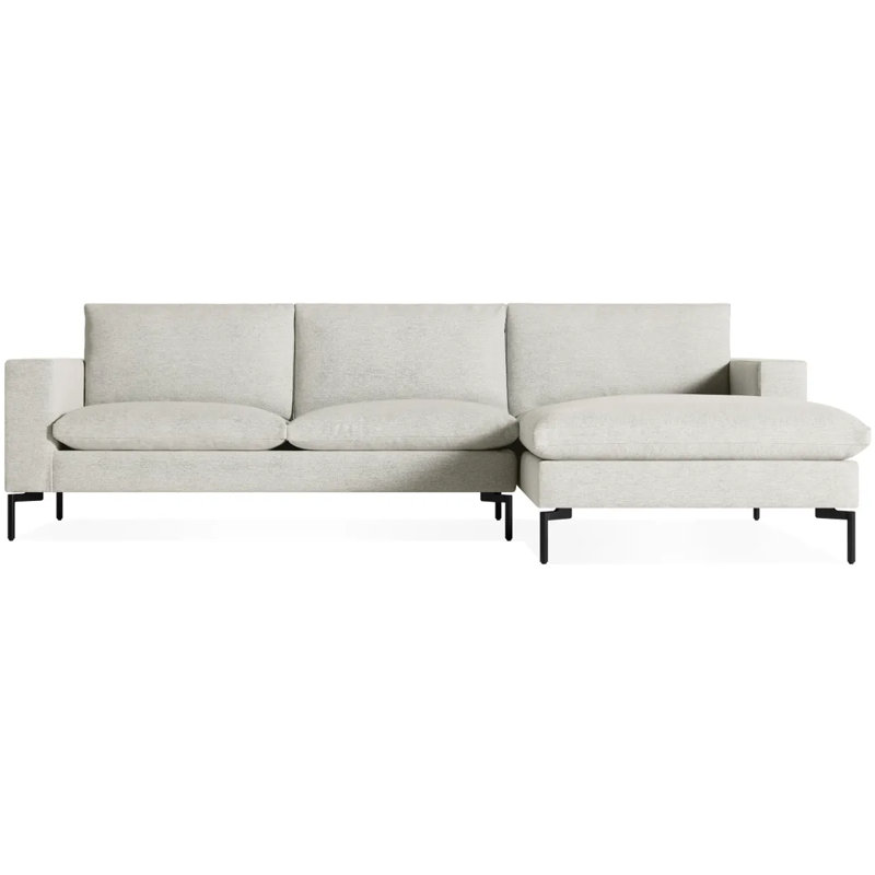Nouveau canapé standard avec méridienne, Orienté à droite (vu de face), Noir, Maharam Mode / 100% polyester clavicule