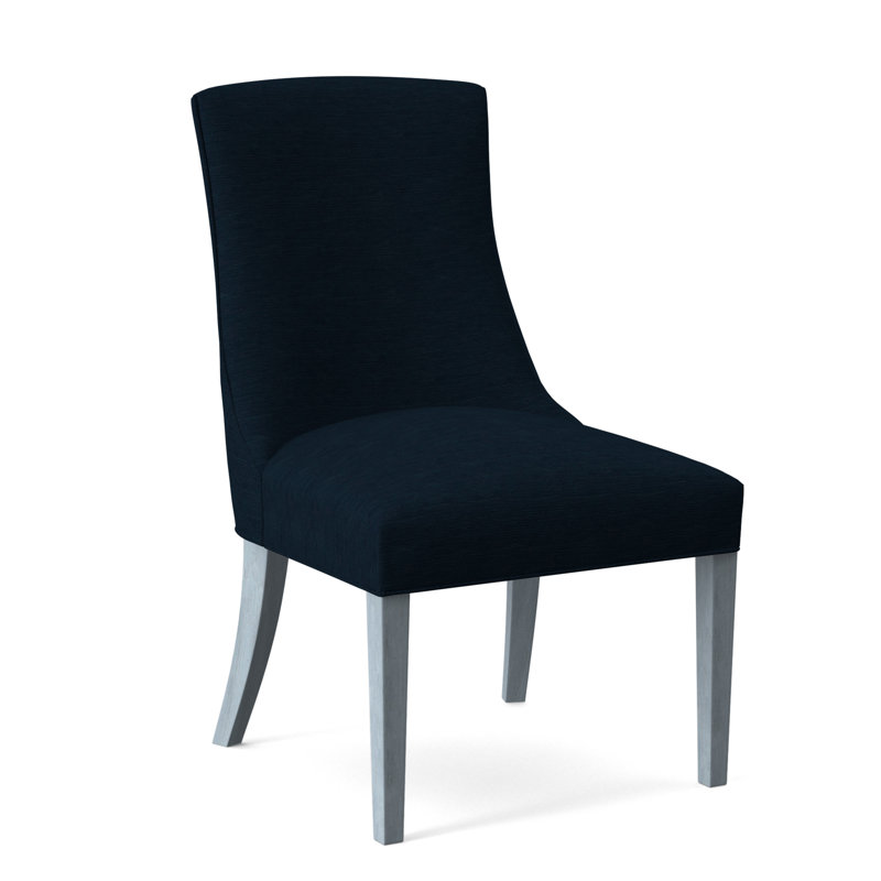 Tuxedo Slipper Dining Chair, Beige Performance Fabric; 0851-73, Sea Glass Finish