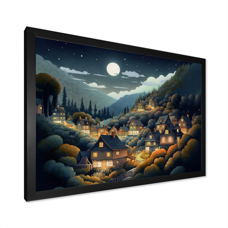 Natala, petit village alpin en automne V, Cadre photo noir, H 12 po x l 20 po x P 1 po