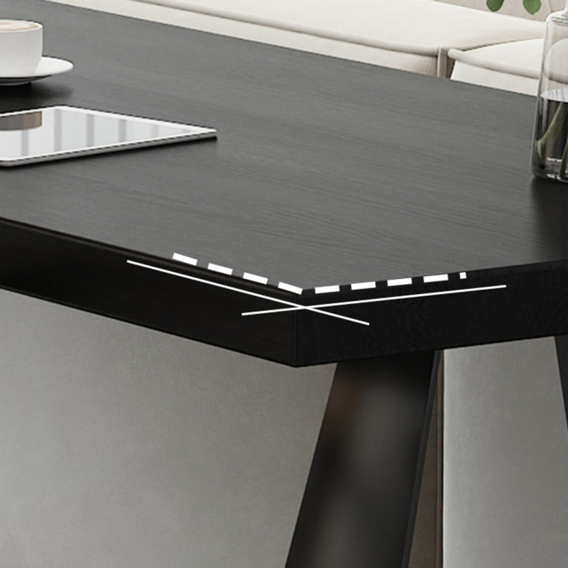 Black Rectangular Solid Wood desk, 29.53" H x 55.12" W x 23.62" D