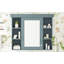 Armoire de rangement murale bleue 35 po x 28 po avec porte miroir, armoire de salle de bain moderne avec miroir, armoire à pharmacie avec 6 tablettes ouvertes
