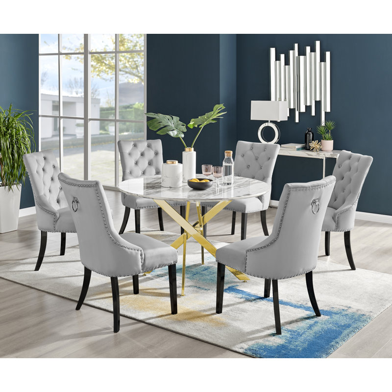 6 - Person Dining Set, Grey, Black