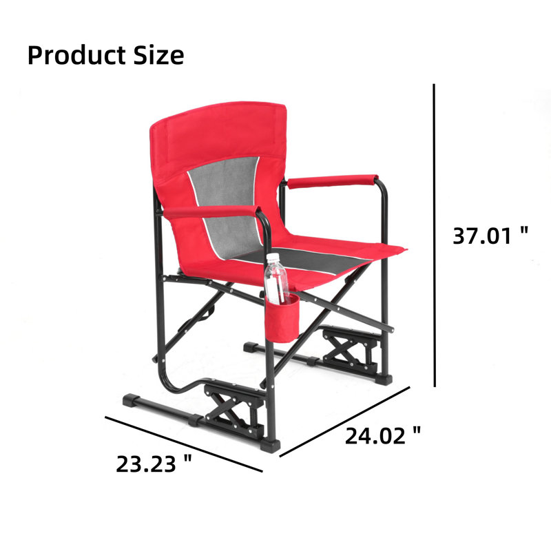 Chaise berçante pliante portative pour l'extérieur, Rouge