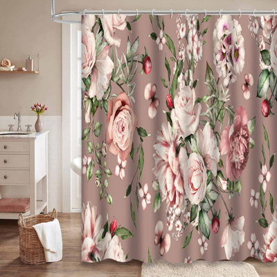 Papier peint fleurs avec feuilles exotiques et fleurs rose avec 12 crochets