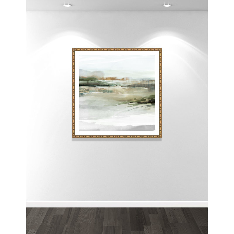 «Prologue II» par Isabelle Z, l 42 po x H 42 po, Imprimé mat, Perles de feuilles dorées