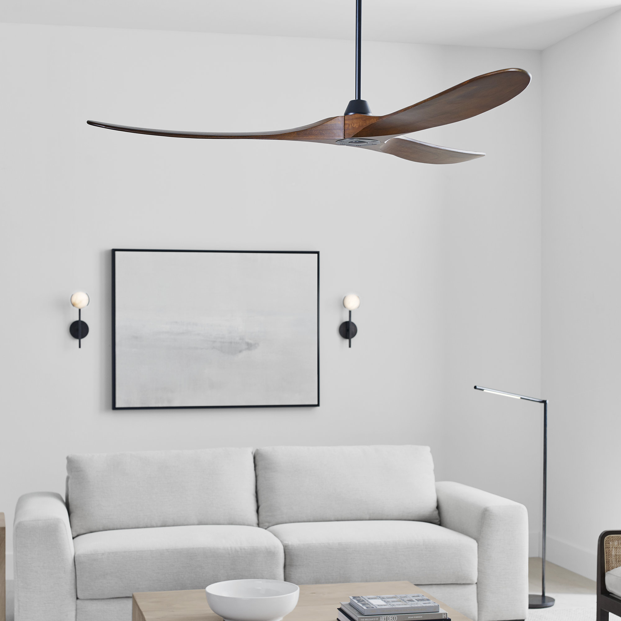 Obsidian 3 Blade Ceiling Fan, 70 inches, Matte Black with Dark Walnut Blades