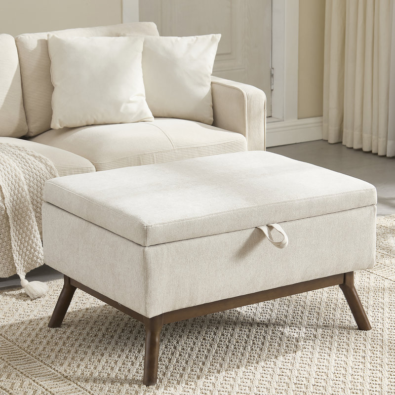 Banc de rangement Mid-Century, Beige