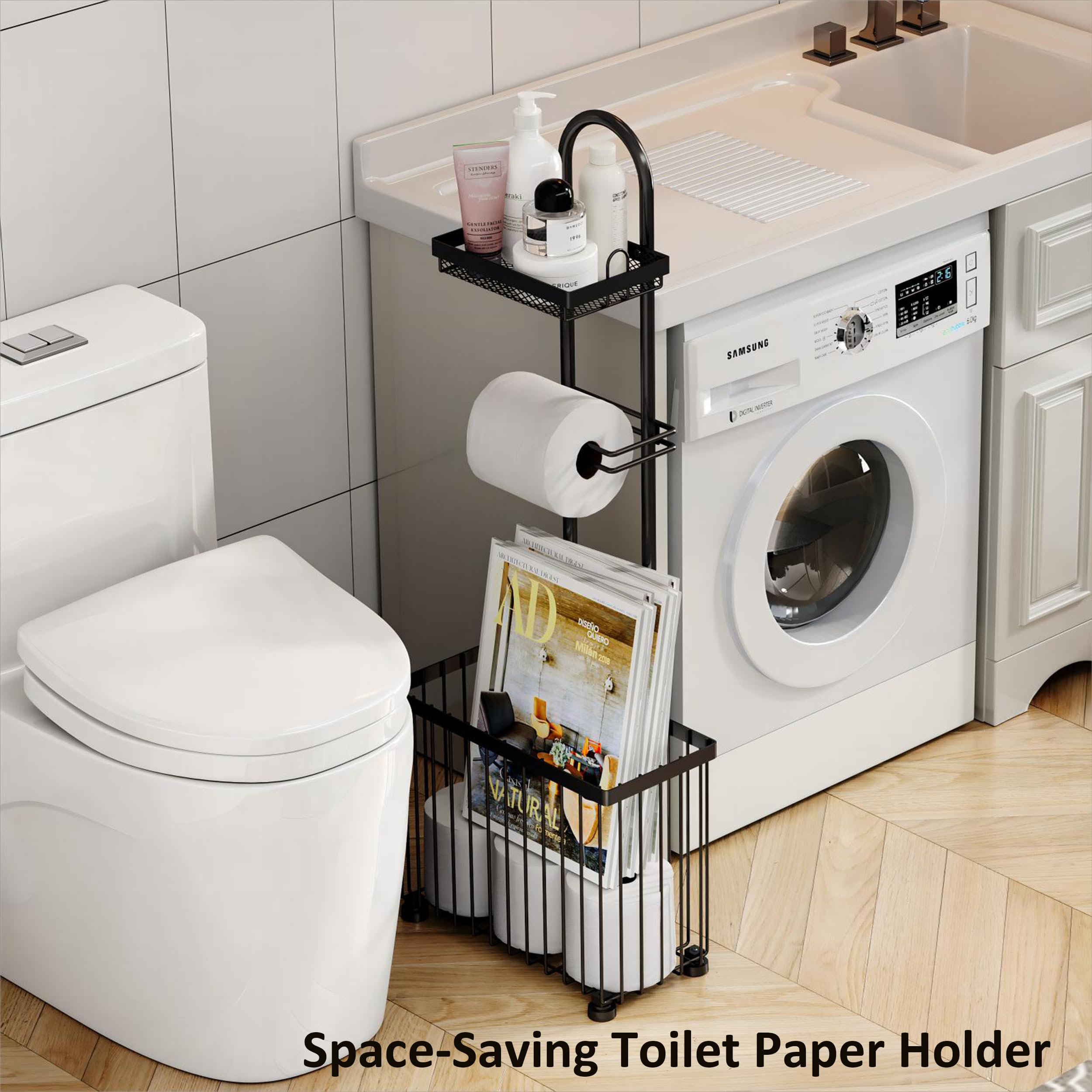 one Freestanding Toilet Paper Holder Toilet Tissue Rack Scroll Stand ...