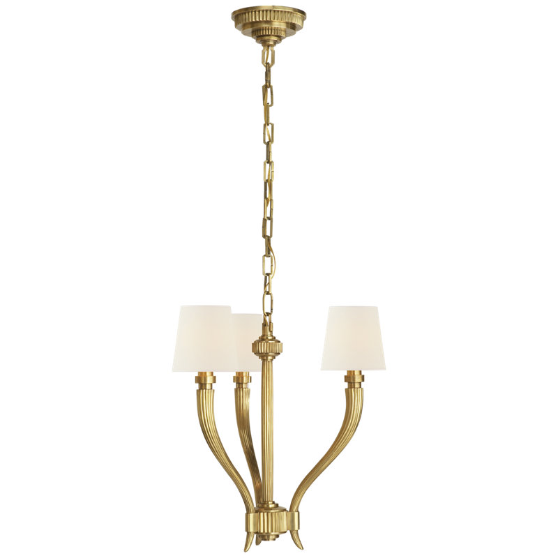 Chapman & Myers Ruhlmann Small Chandelier, Antique-Burnished Brass, Fabric