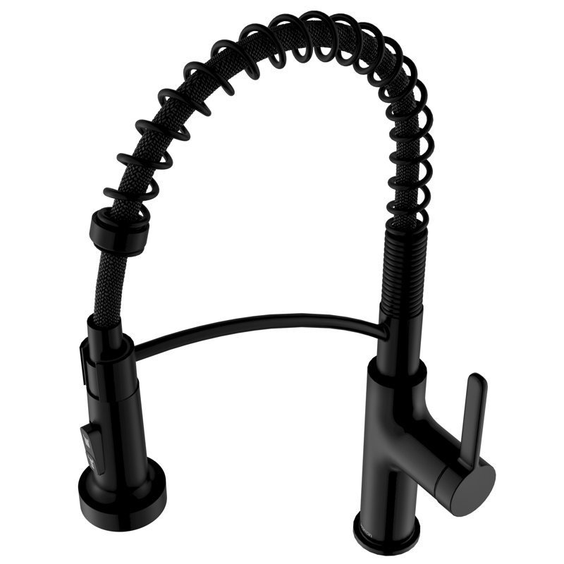 Robinet de cuisine rétractable de style commercial avec ressort hélicoïdal Karran, Noir mat