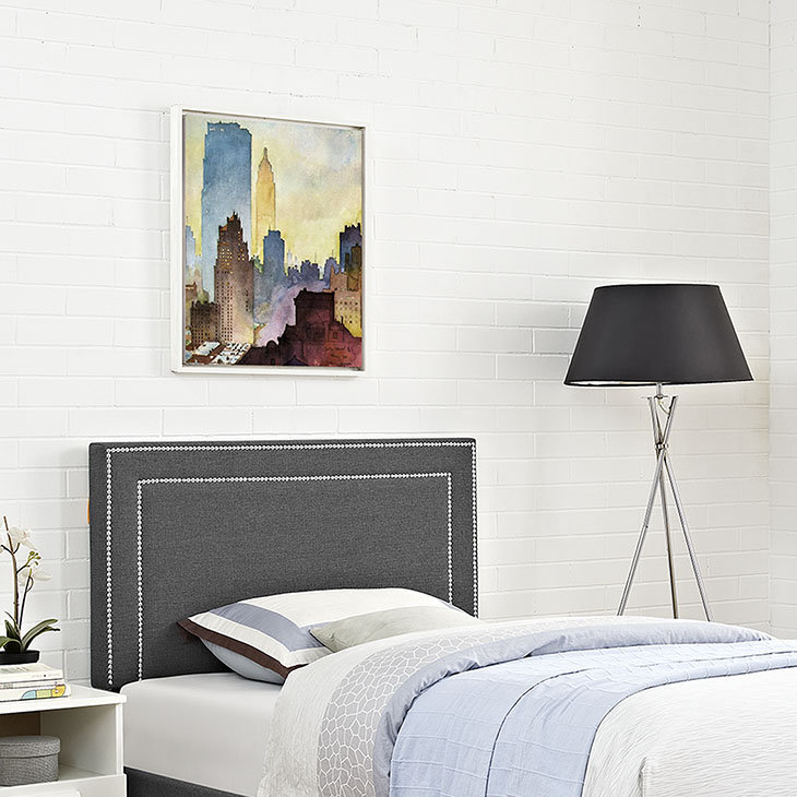 Modway Jessamine Upholstered Fabric Headboard, Gray Performance Velvet, Twin