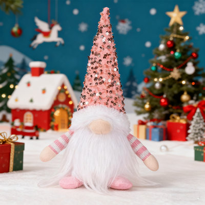 Décorations de Noël gnomes en peluche, gnomes de Noël en peluche gnomes - décorations de fête de Noël pour l'Action de grâce garçon (rose)