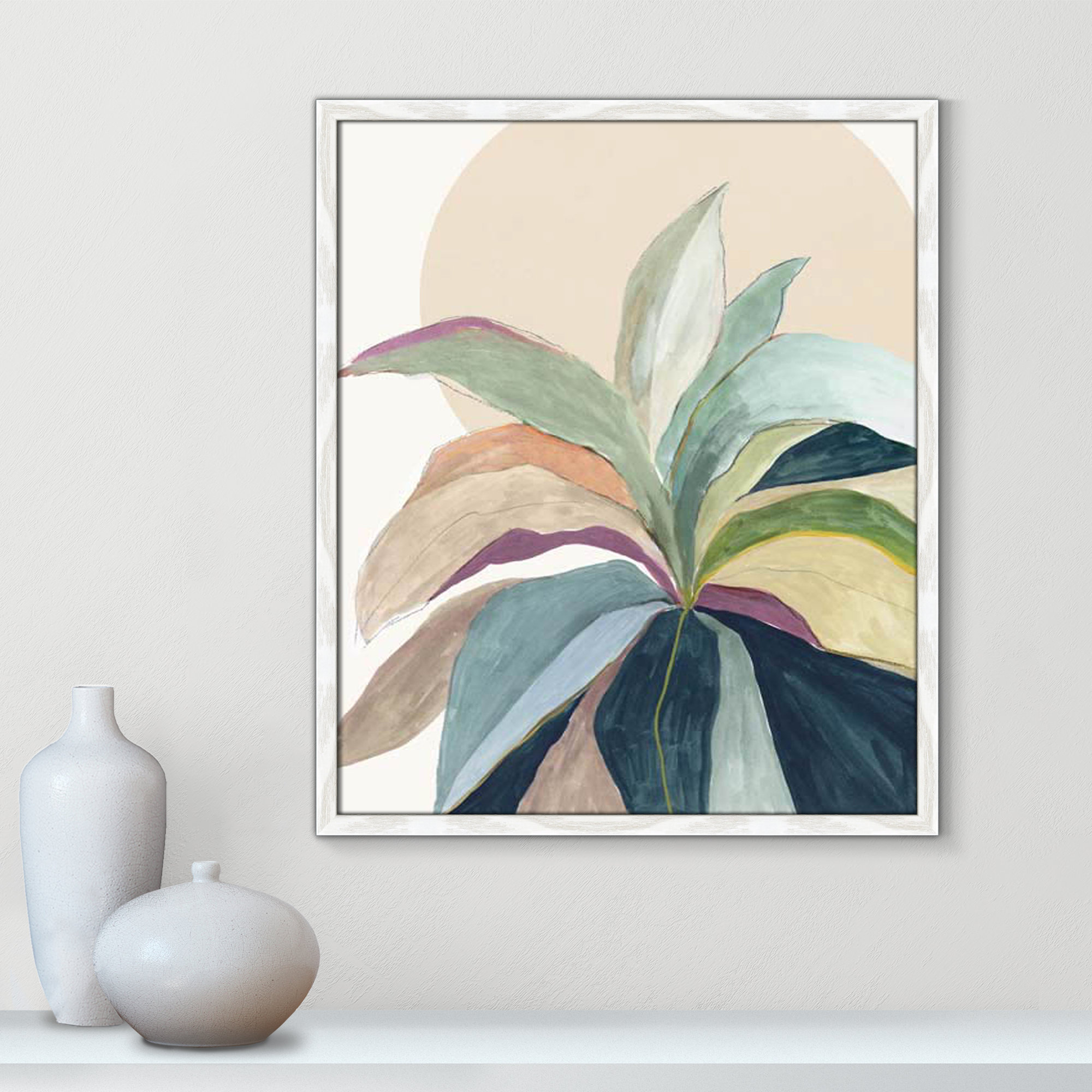 Sunny Bright Leaves II by Asia Jensen, 25.5" H x 21.5" W x 0.75" D, White Slim Unmatted Picture Framed