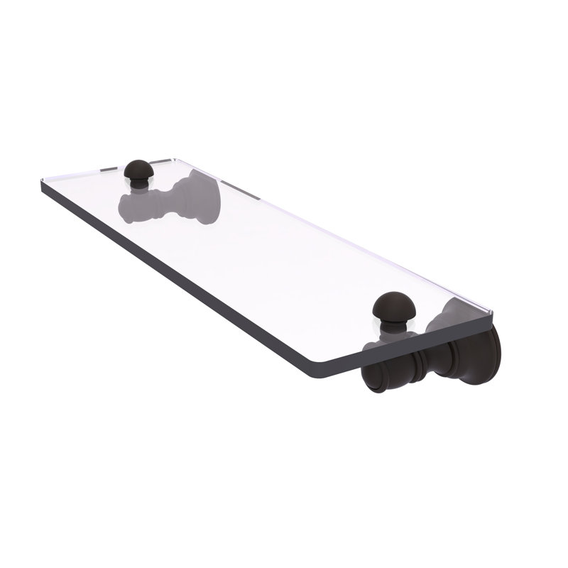 Freyja Glass Accent Shelf with Towel Bar, Oil Rubbed Bronze, 2.4" H x 16" W x 5.54" D