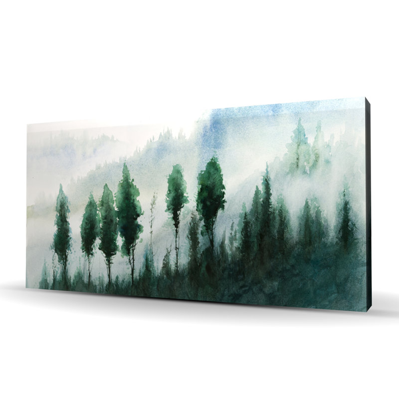 Paysage à l'aquarelle - Toile d'arbres verts pour la décoration intérieure