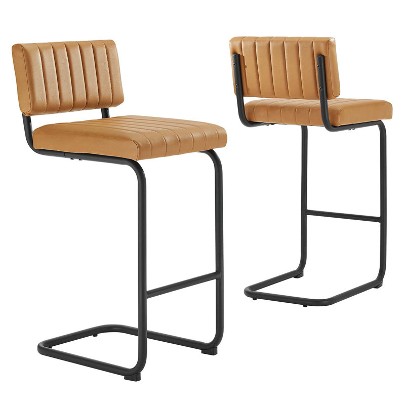 Modway Parity Vegan Leather Counter Stools, Bar Stool (28" Seat Height), Tan