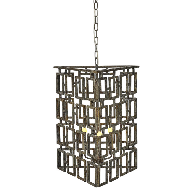 Trangle 3 - Light Unique Geometric Chandelier with Wrought Iron Accents