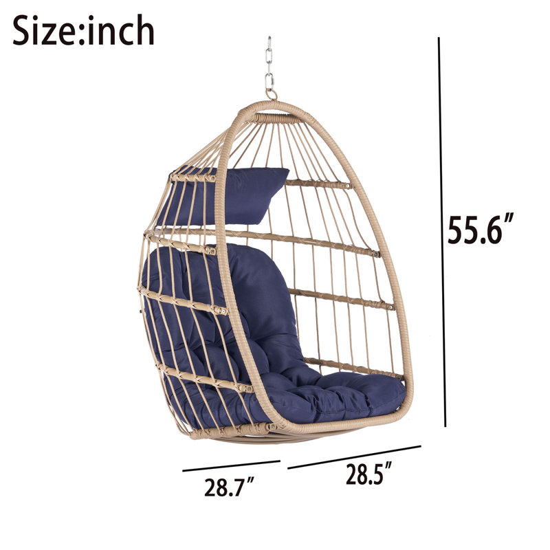 Fauteuil œuf simple avec support Cailynne, Bleu
