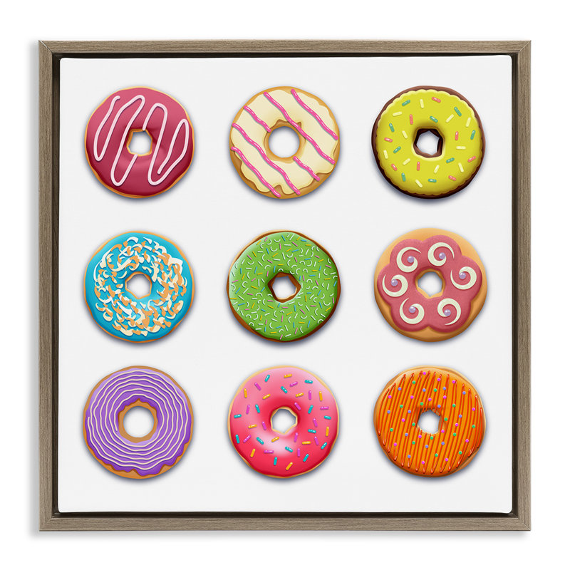 Cadre flottant coloré avec beignets mixtes, design par Marcus Prime, Cadre flottant orme Montalcino, H 18 po x l 18 po